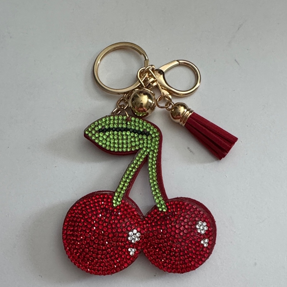 Red and Green Cherry Keychain